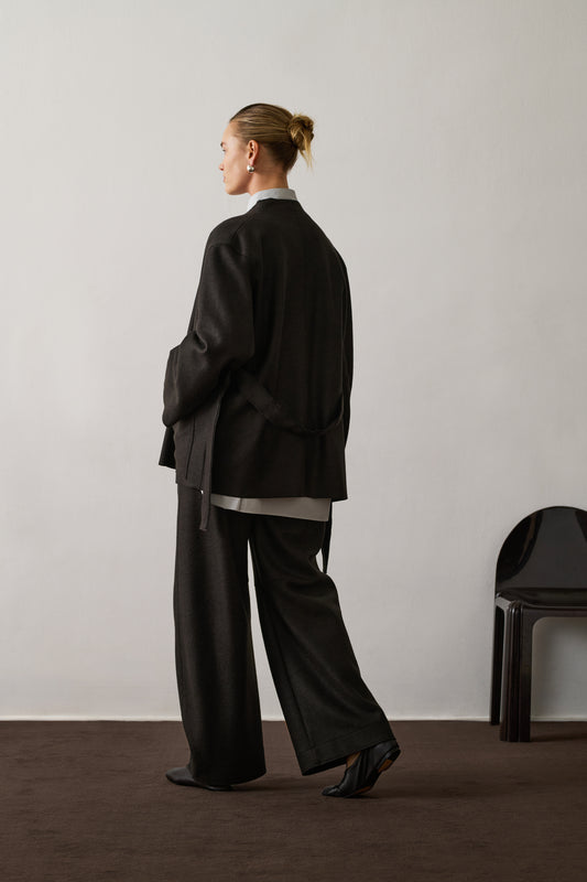 Pantalon Gibson - Vert Ébène - Laine - Femme