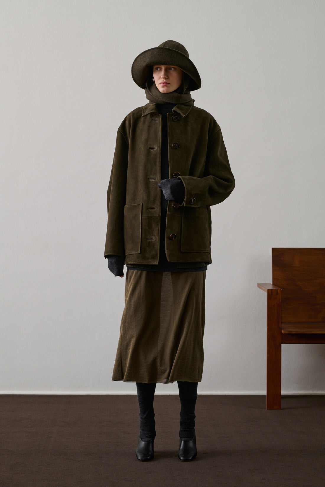 Veste Vincenzo - Kaki Foncé - Cuir - Femme