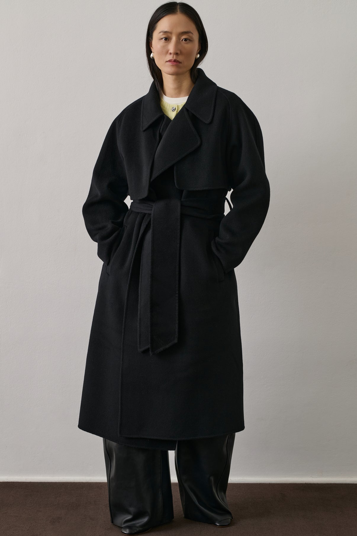 Manteau Stanislas - Noir - Laine - Femme vue 1